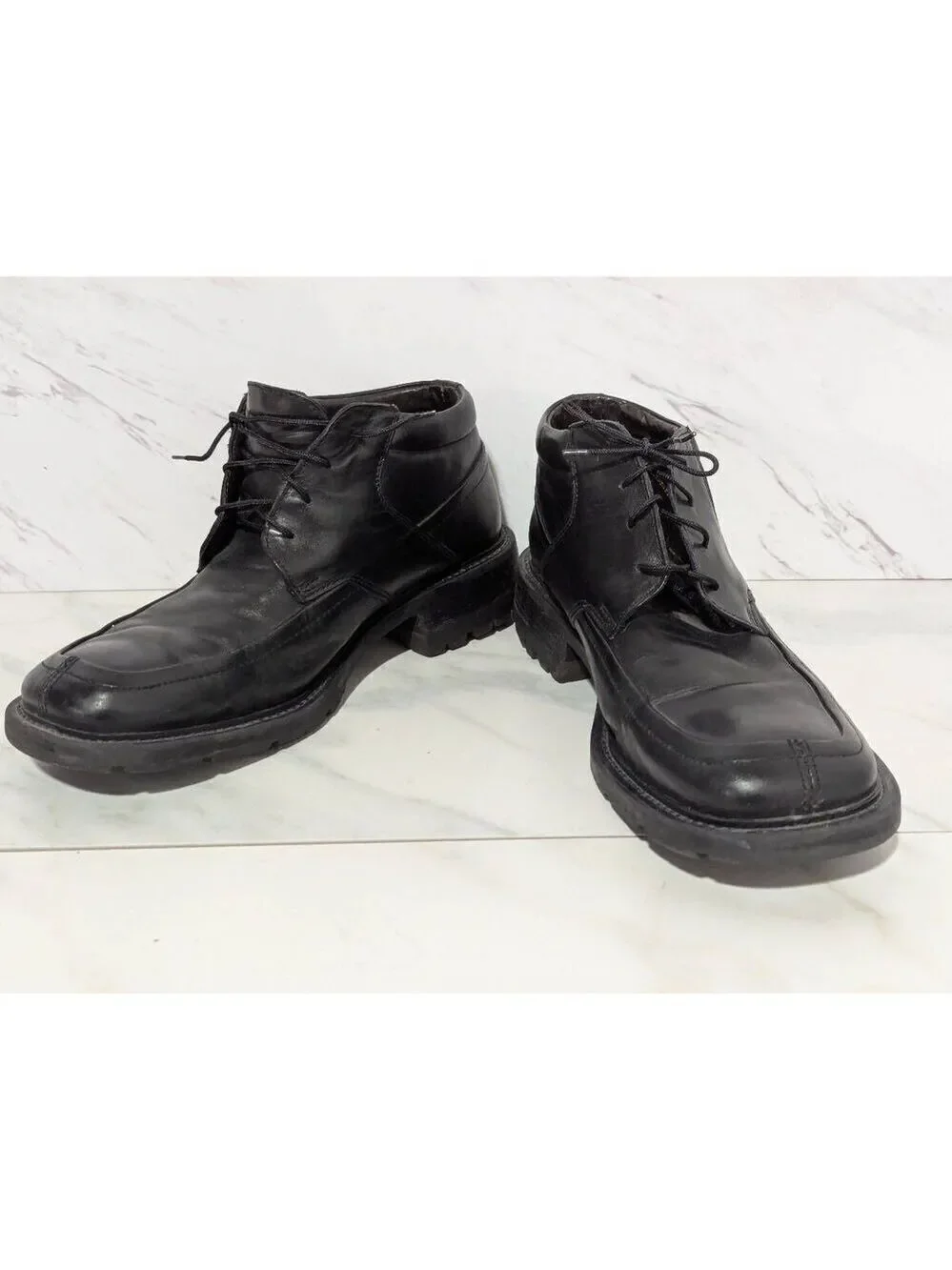 Kenneth Cole Reaction Men's Black Solid Leather High-Top Dress Shoe Size 8